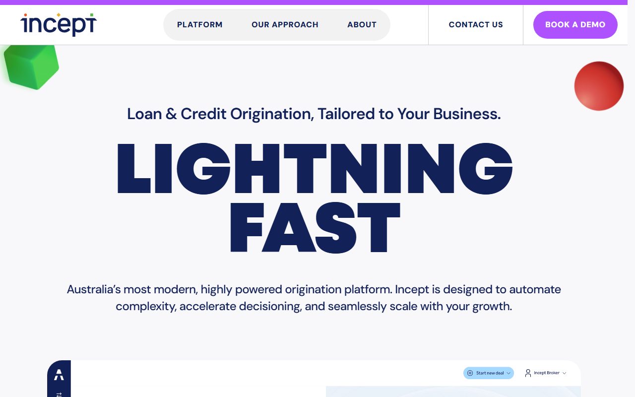 Ảnh chụp màn hình website Incept