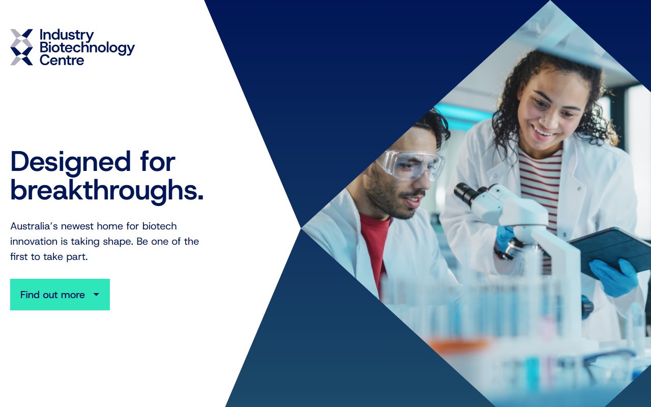 Ảnh chụp màn hình website Industry Biotechnology Centre