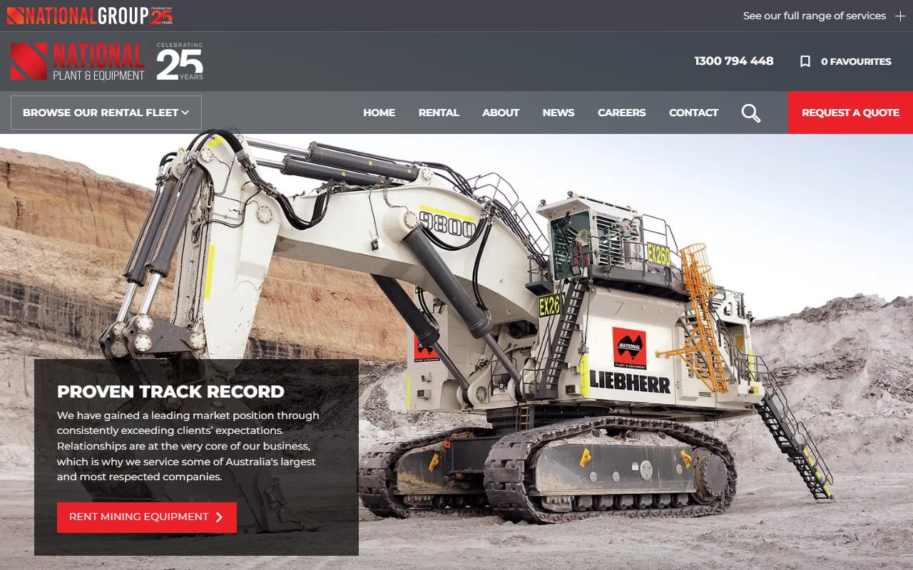 Ảnh chụp màn hình website National Plant & Equipment